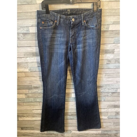 7 for all mankind women’s jeans Bootcut rinestone pockets dark wash size 28 - Picture 1 of 9
